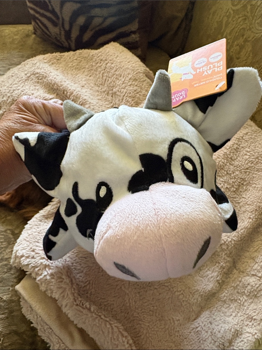 Plush Cow Dog Toy - White & Black - Play Plush